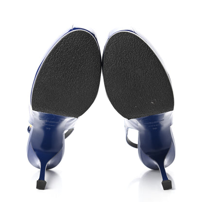 Saint Laurent Vitello Vernice Slingback Platform Pumps 39 Royal Blue 5 of 9