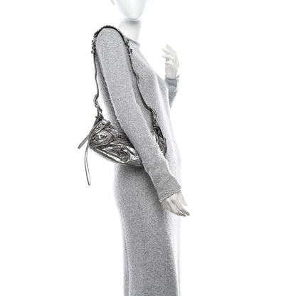 Balenciaga Metallic Agneau Arena Le Cagole Shoulder Bag XS Silver 2 of 12