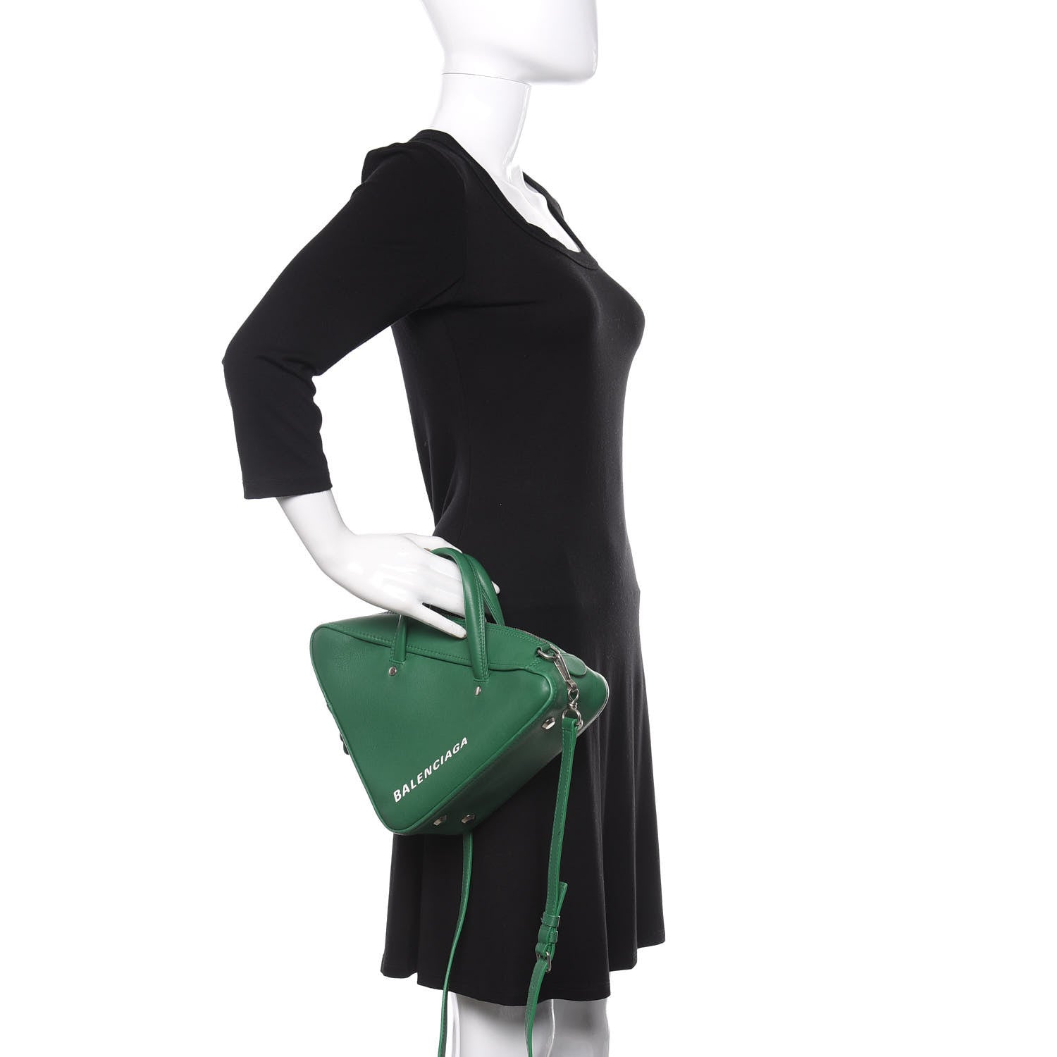 Balenciaga Shiny Day Calfskin S Triangle Duffle Vert Irlandais 3 of 9