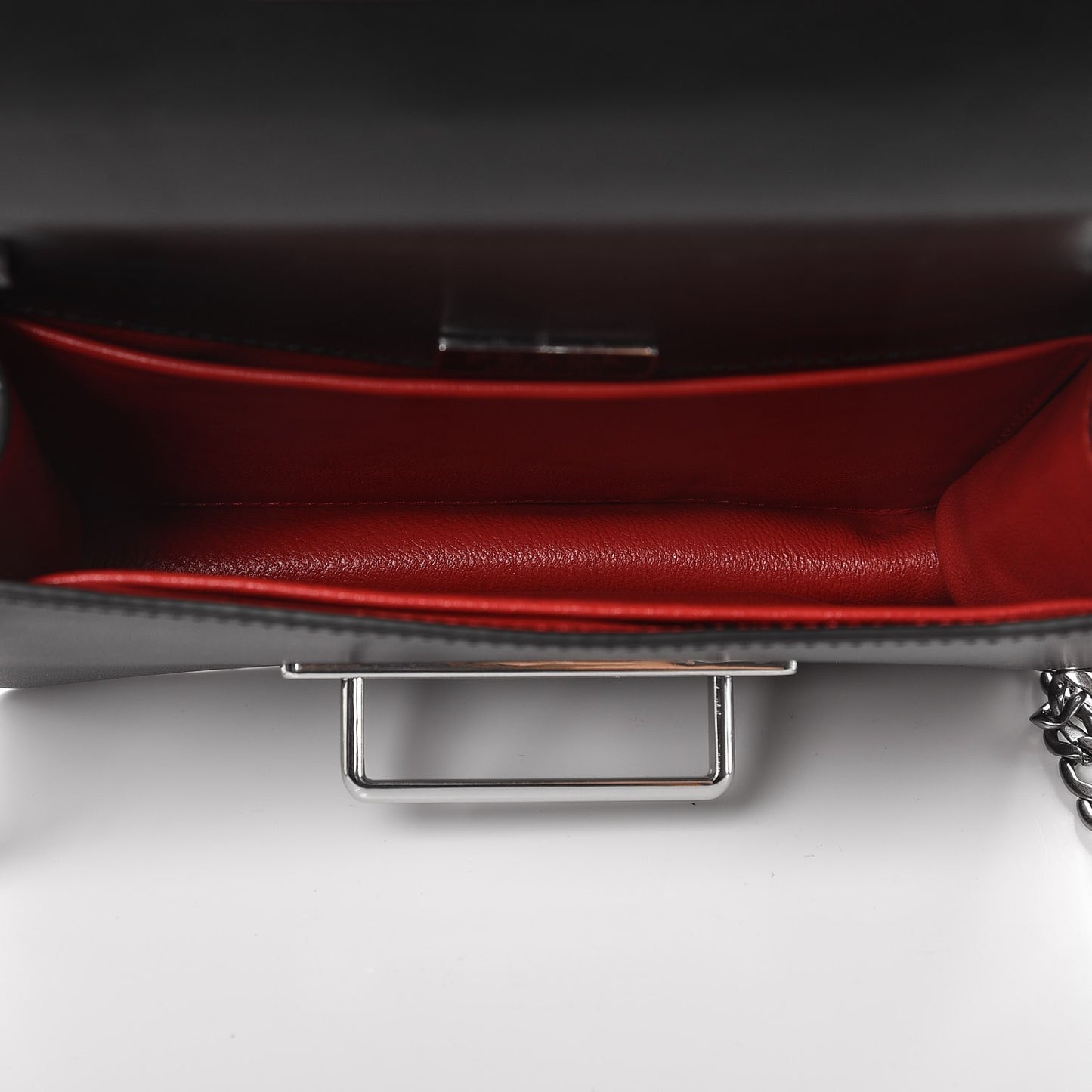 City Calfskin Cahier Chain Wristlet Clutch Black