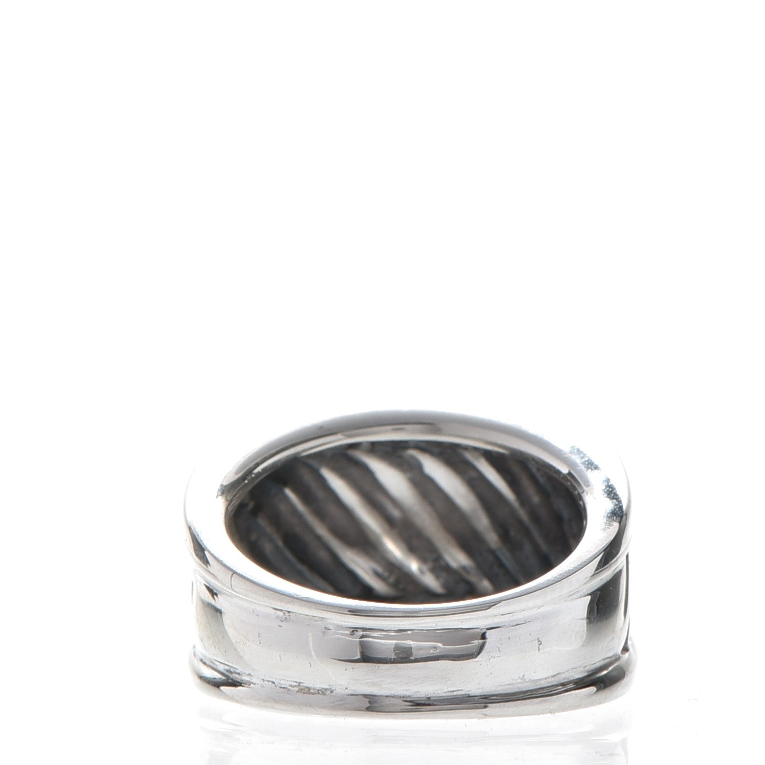 David Yurman Sterling Silver Pave Diamond Cable Cigar Band Ring 55 7 3 of 6