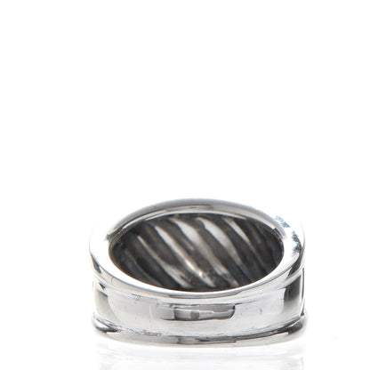 David Yurman Sterling Silver Pave Diamond Cable Cigar Band Ring 55 7 3 of 6