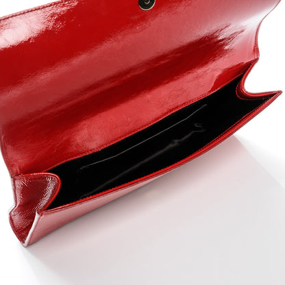 Saint Laurent Textured Patent Monogram Large Belle De Jour Clutch Red 5 of 7