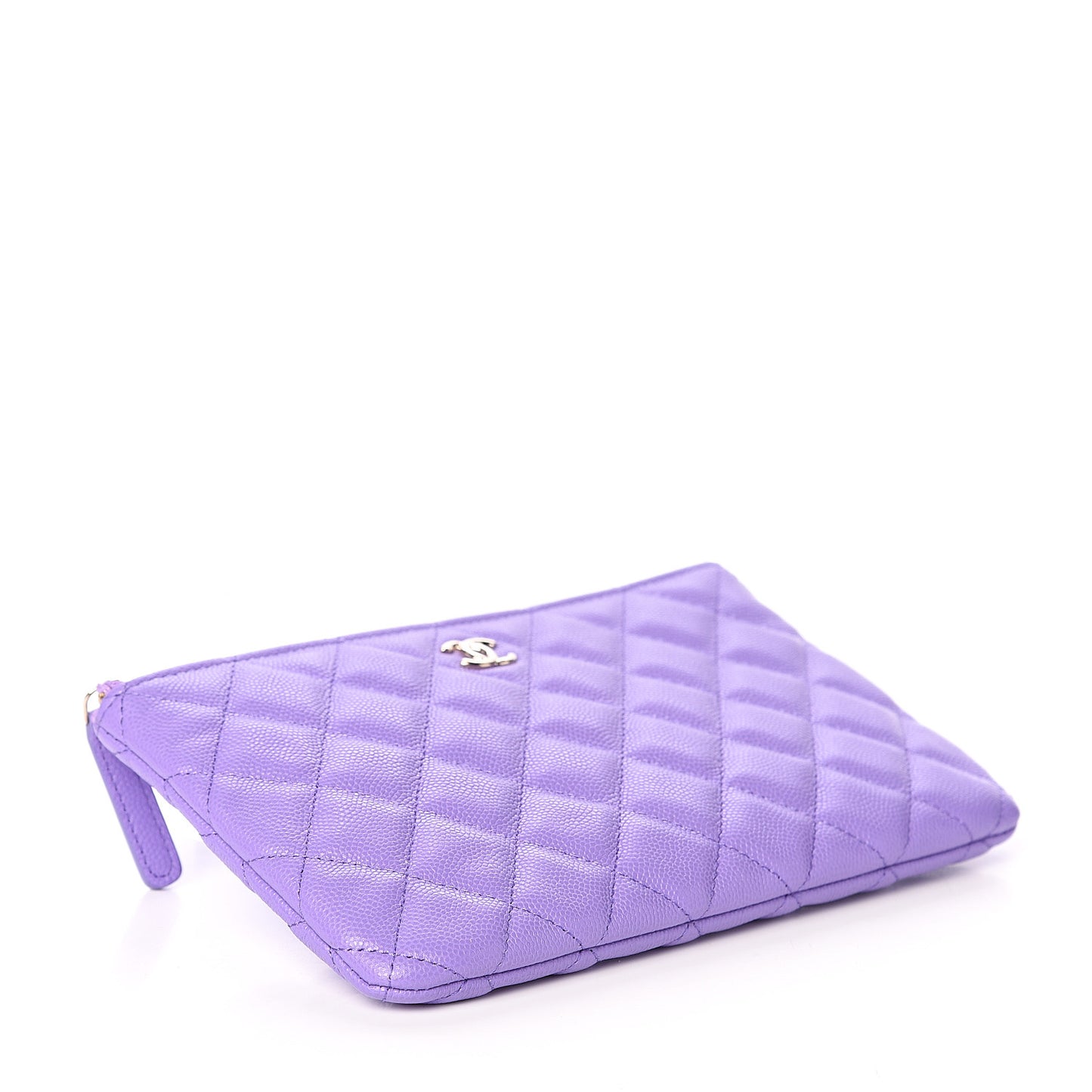 Caviar Quilted Small Zipped Pouch Purple