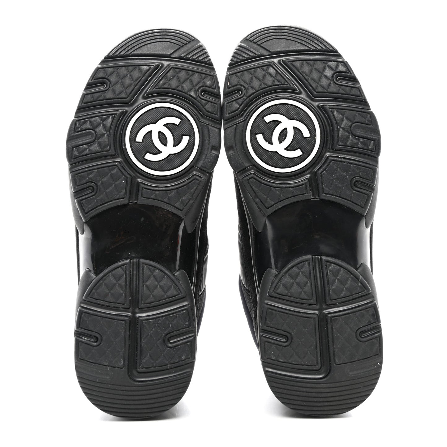 Fabric Calfskin Suede CC Sneakers 36 Black