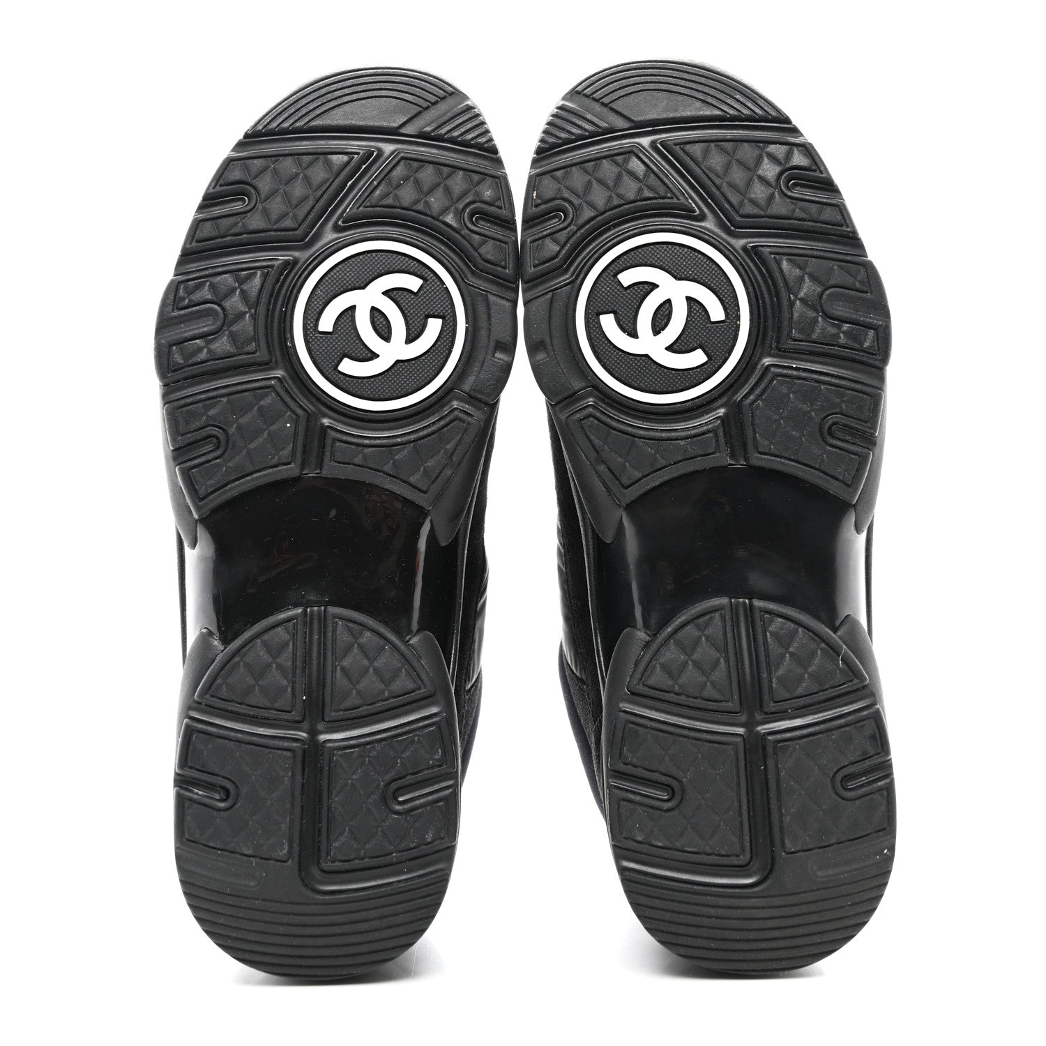 Chanel Fabric Calfskin Suede CC Sneakers 36 Black 5 of 8