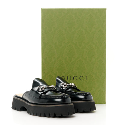 Gucci Magnum Calfskin Womens Horsebit Platform Mules 38 Black 11 of 11
