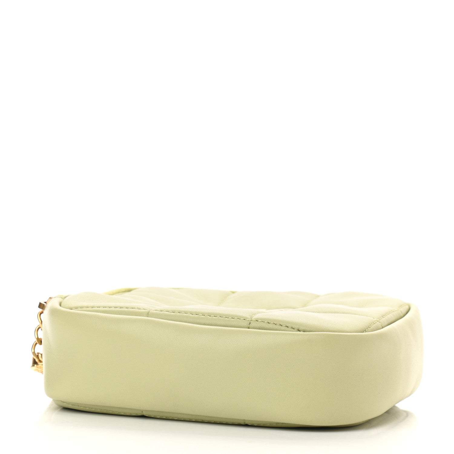 Chanel Lambskin Quilted Diamond Clutch With Chain Light Green 4 of 11