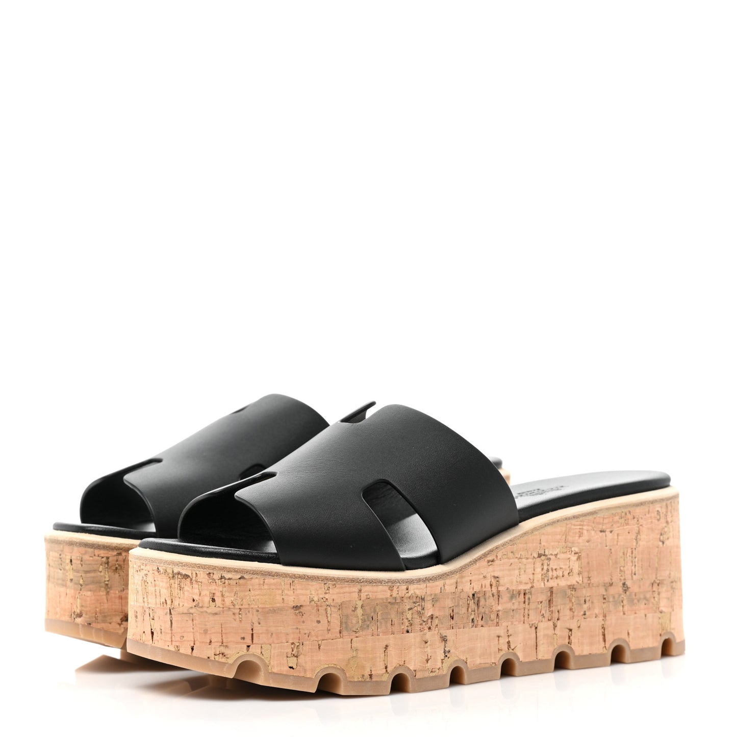 Calfskin Cork Eze 30 Sandals 35 Black