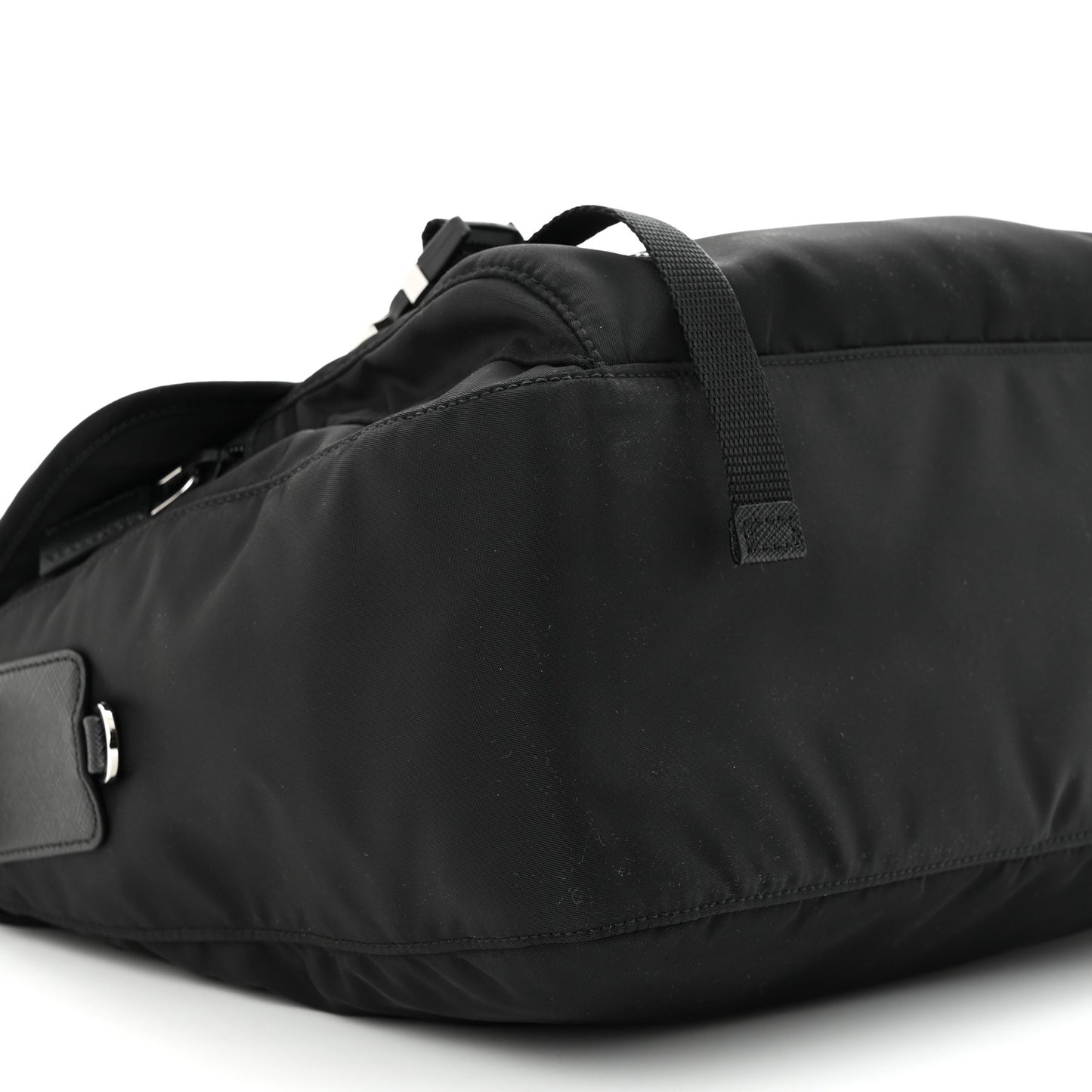 Nylon Vela Double Snap Buckle Messenger Bag Black