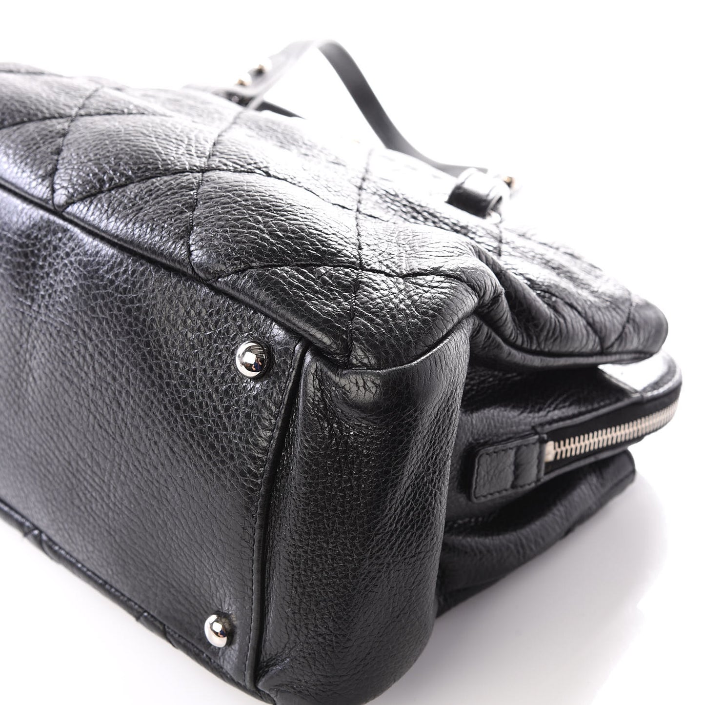 Glazed Calfskin On the Road Zip Tote Black