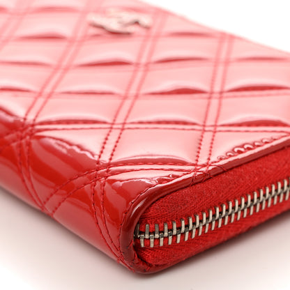Chanel Patent Quilted Double Stitched Zip Around Wallet Red 12 of 12