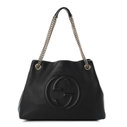 Gucci Pebbled Calfskin Medium Soho Chain Shoulder Bag Black 1 of 8