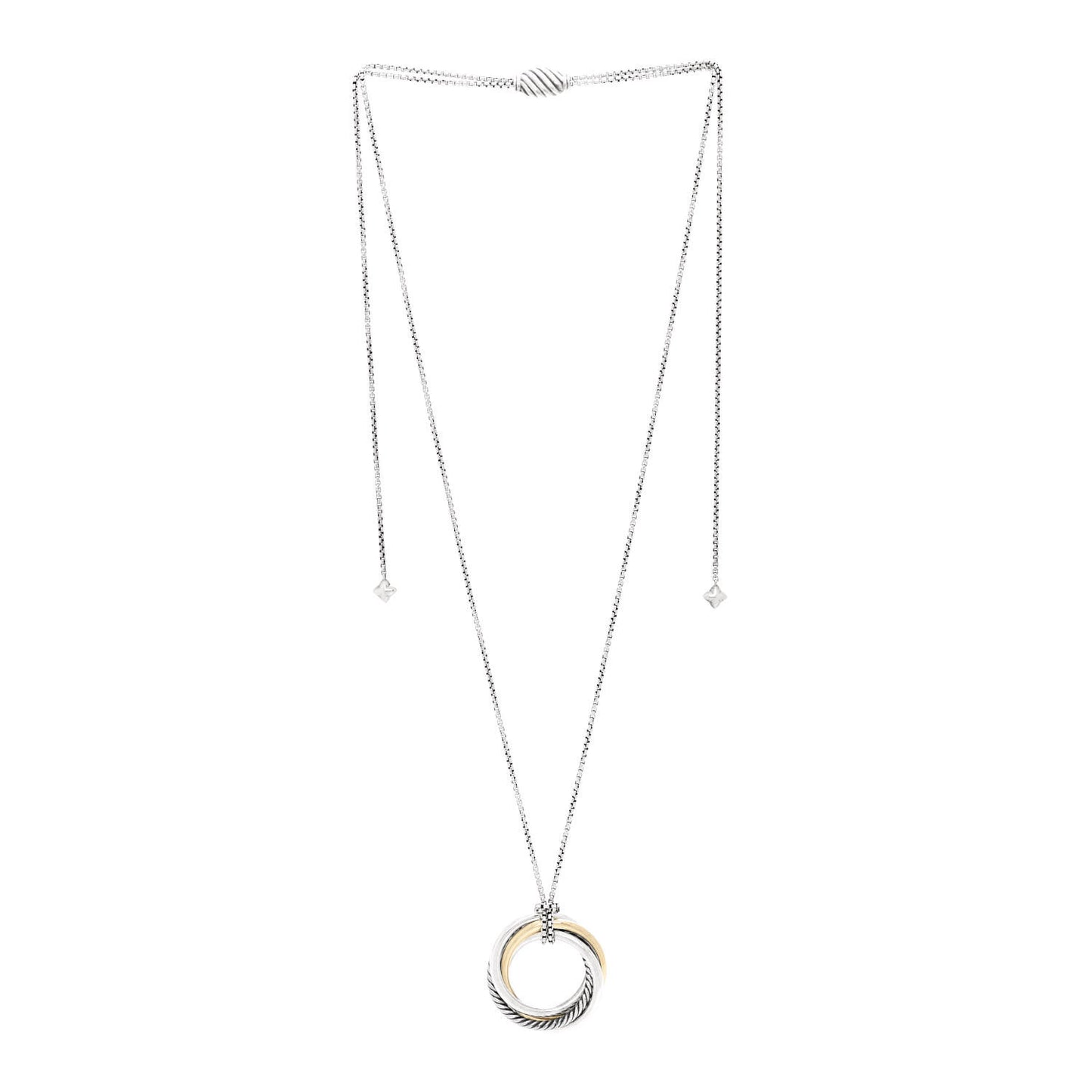 Sterling Silver 14K Yellow Gold 30mm Crossover Pendant Necklace