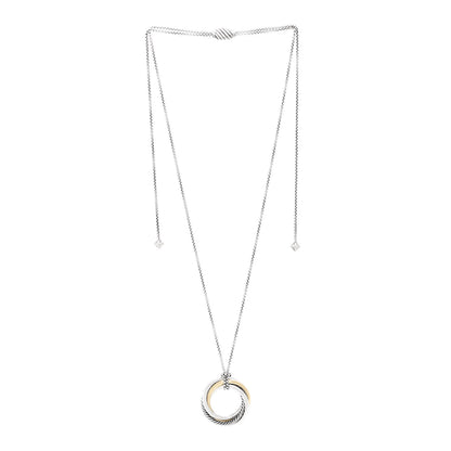 David Yurman Sterling Silver 14K Yellow Gold 30mm Crossover Pendant Necklace 3 of 4