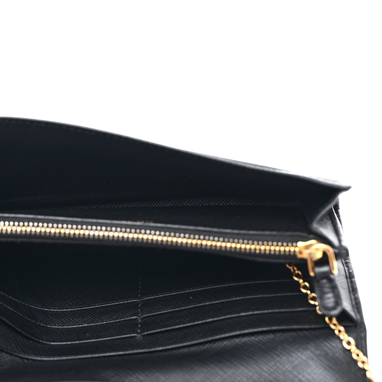 Prada Saffiano Metal Continental Flap Travel Wallet Black 6 of 8