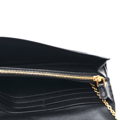 Prada Saffiano Metal Continental Flap Travel Wallet Black 6 of 8