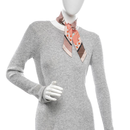 Hermes Silk Clic Clac A Pois Twilly Rose Nacre Marron Corail 2 of 7