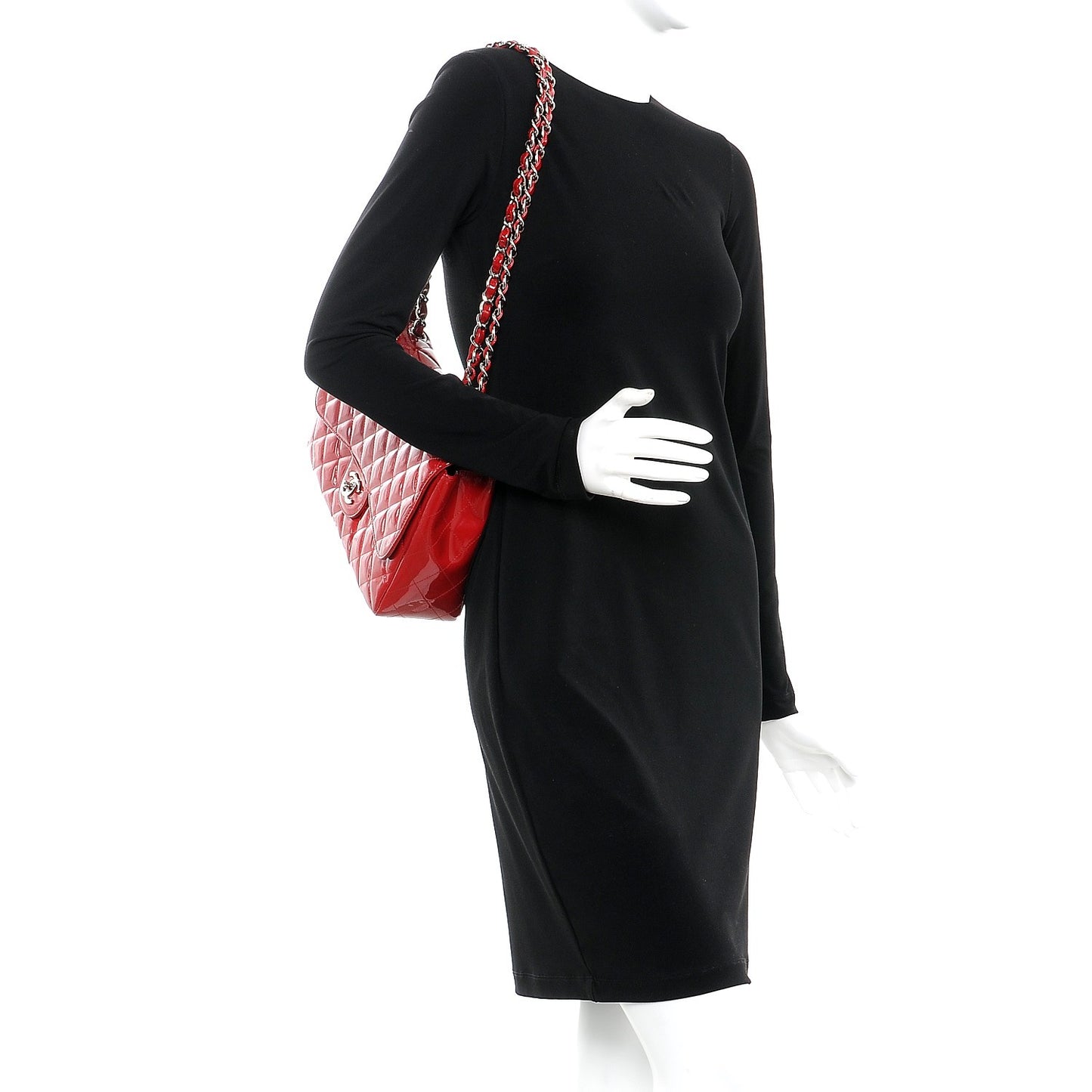 Patent Quilted Jumbo Single Flap Red