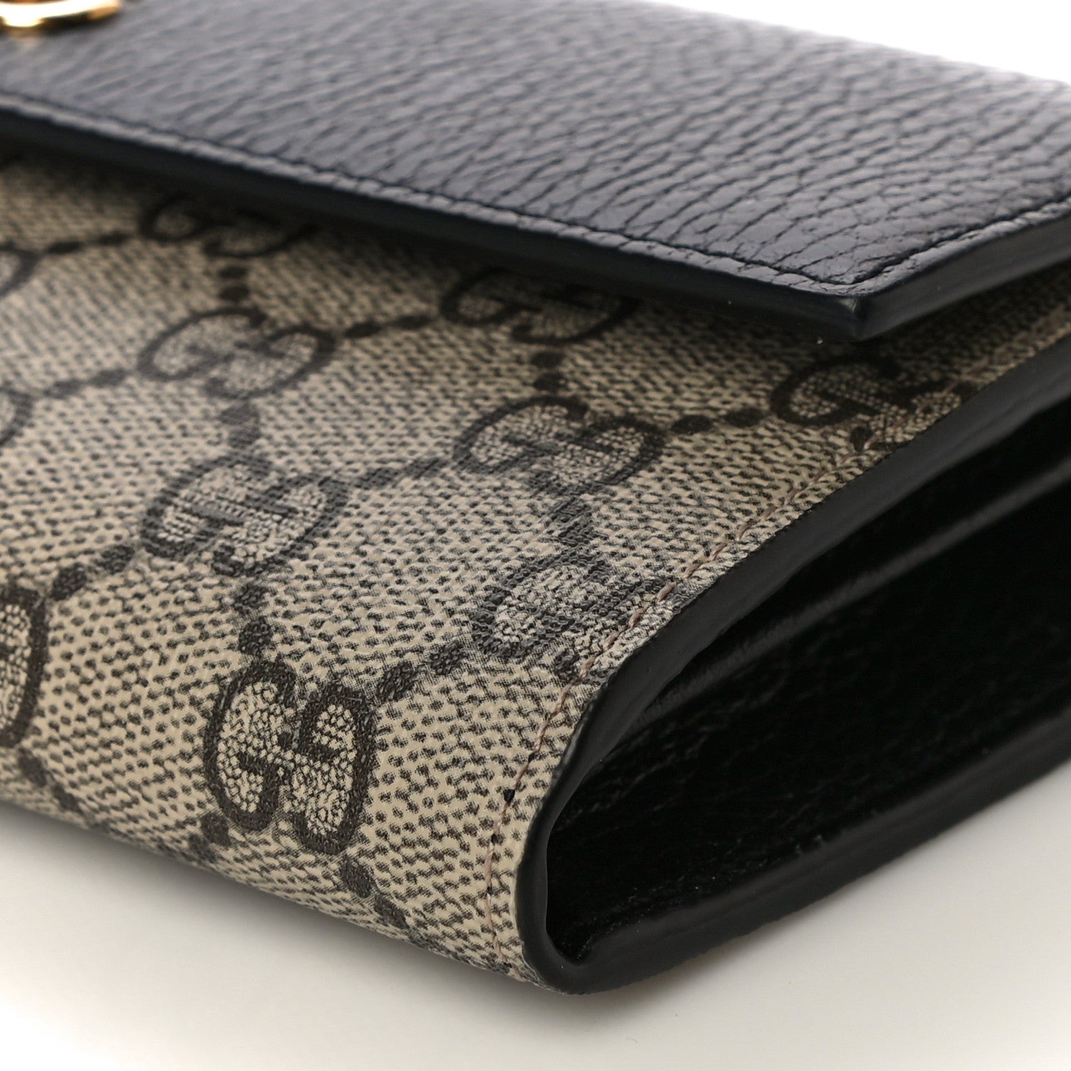 Gucci Dollar Calfskin GG Supreme Monogram Petite GG Marmont Wallet Chain Bag Black Beige Ebony 8 of 9