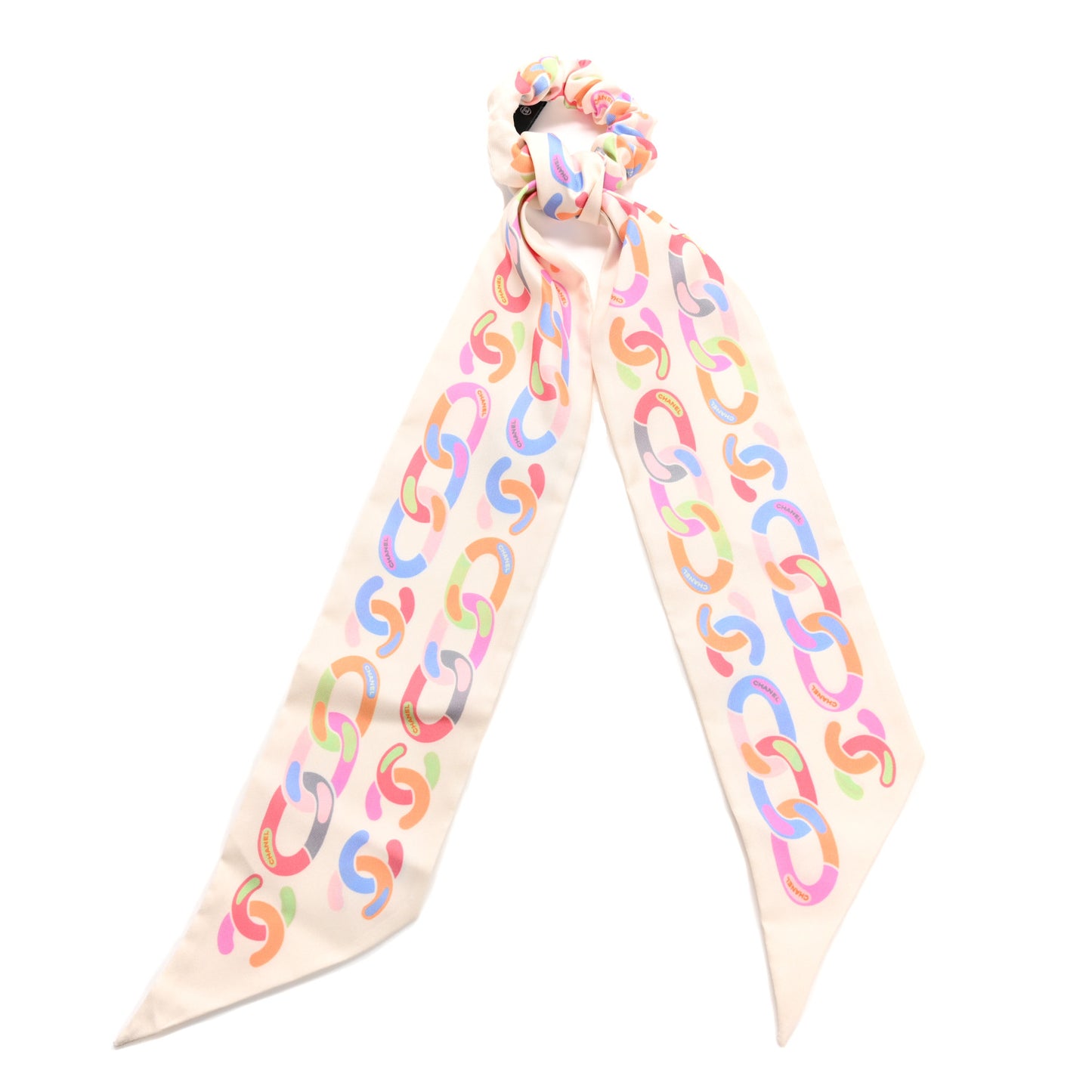 Silk CC Twilly Hair Tie White Multicolor