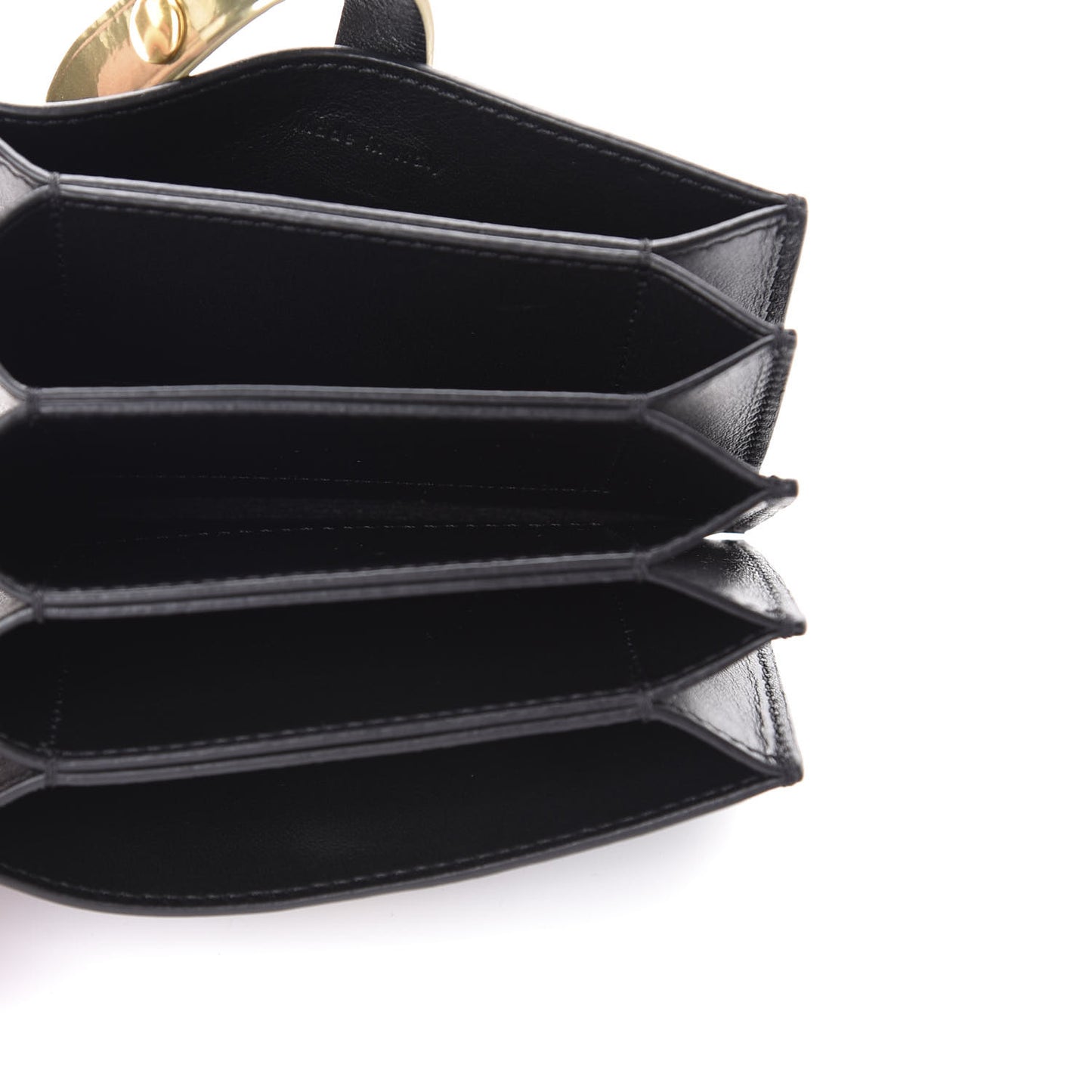 Smooth Calfskin Accordion Card Holder Black Gold