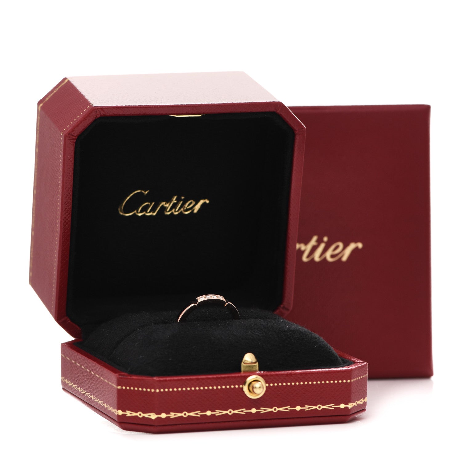 Cartier 18K Pink Gold Diamond Maillon Panthere Wedding Band Ring 49 4.75 6 of 6