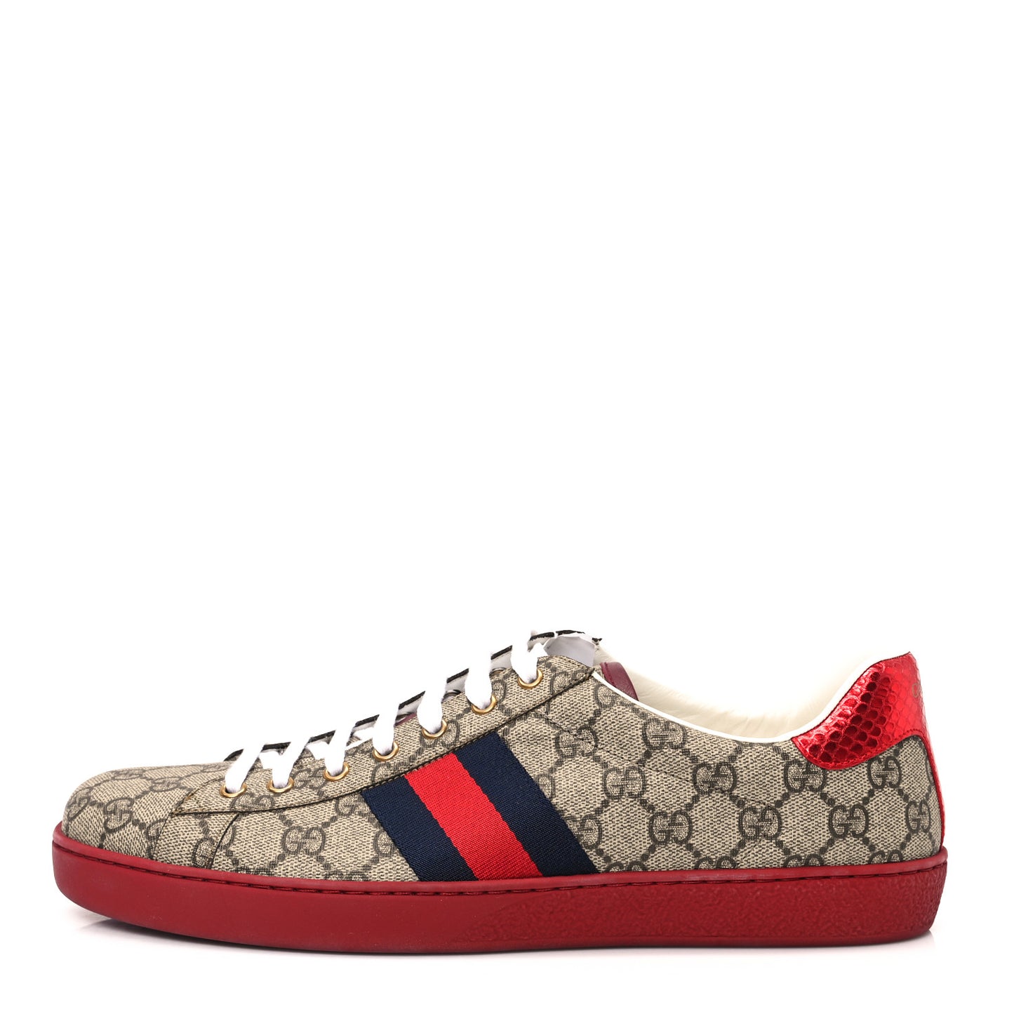 GG Supreme Monogram Ayers Mens New Ace Low-Top Sneaker 12 Blue Red