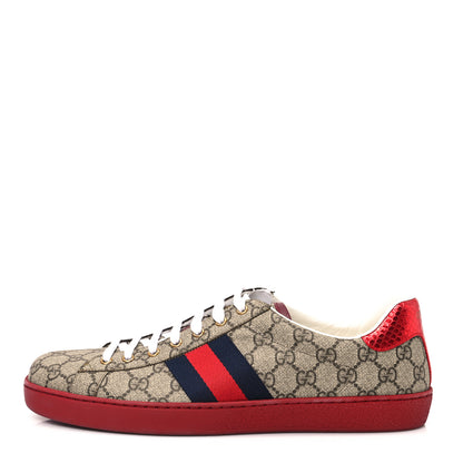 Gucci GG Supreme Monogram Ayers Mens New Ace Low-Top Sneaker 12 Blue Red 1 of 11