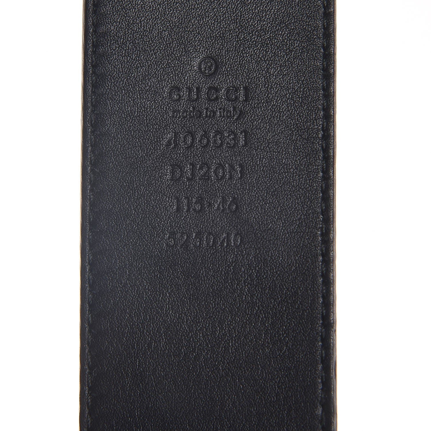 Gucci Textured Dollar Calfskin Nickel Double G 40mm Belt 115 46 Black 6 of 6