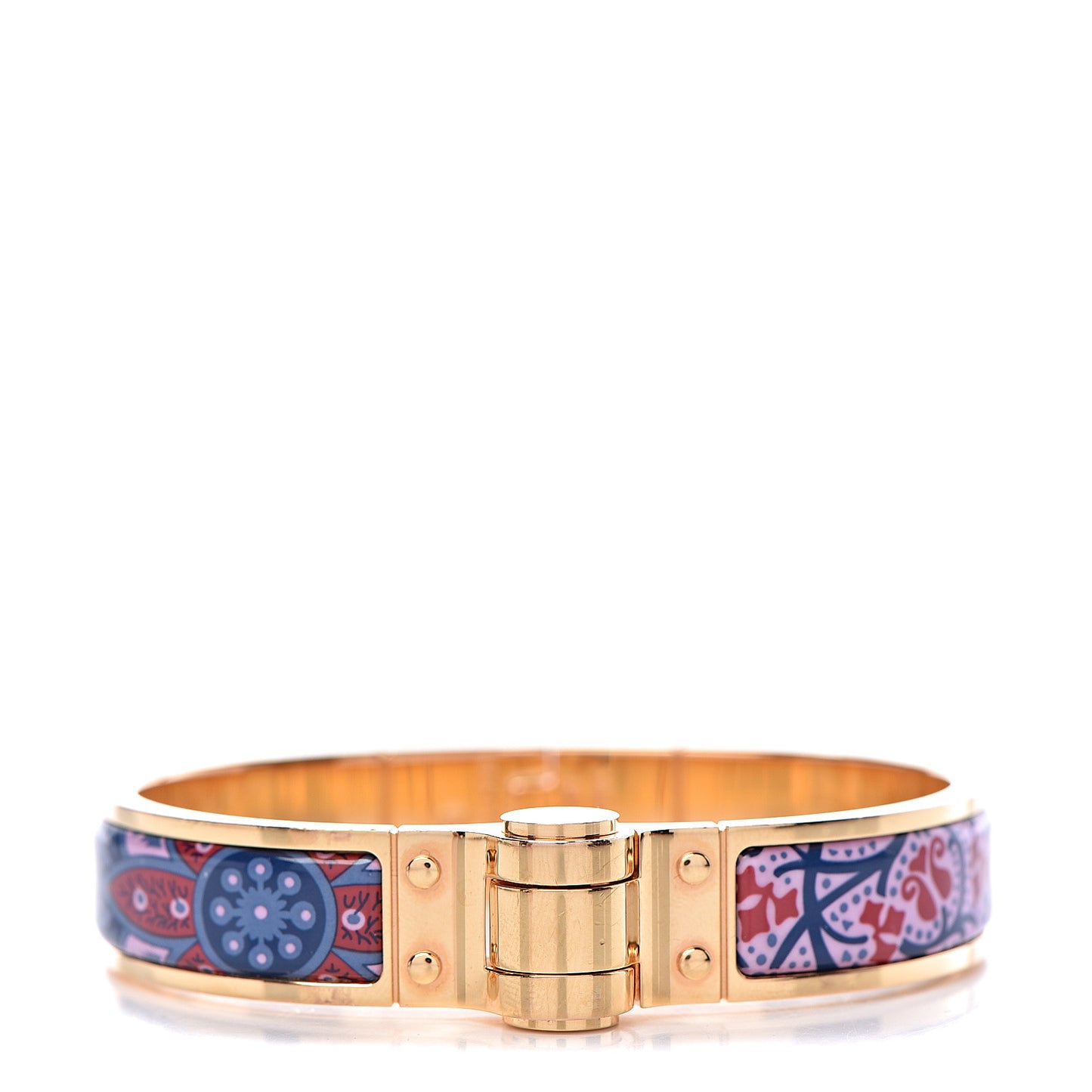 Enamel Printed Narrow Cachemire Fleuri Hinged Bracelet S Surnaturel