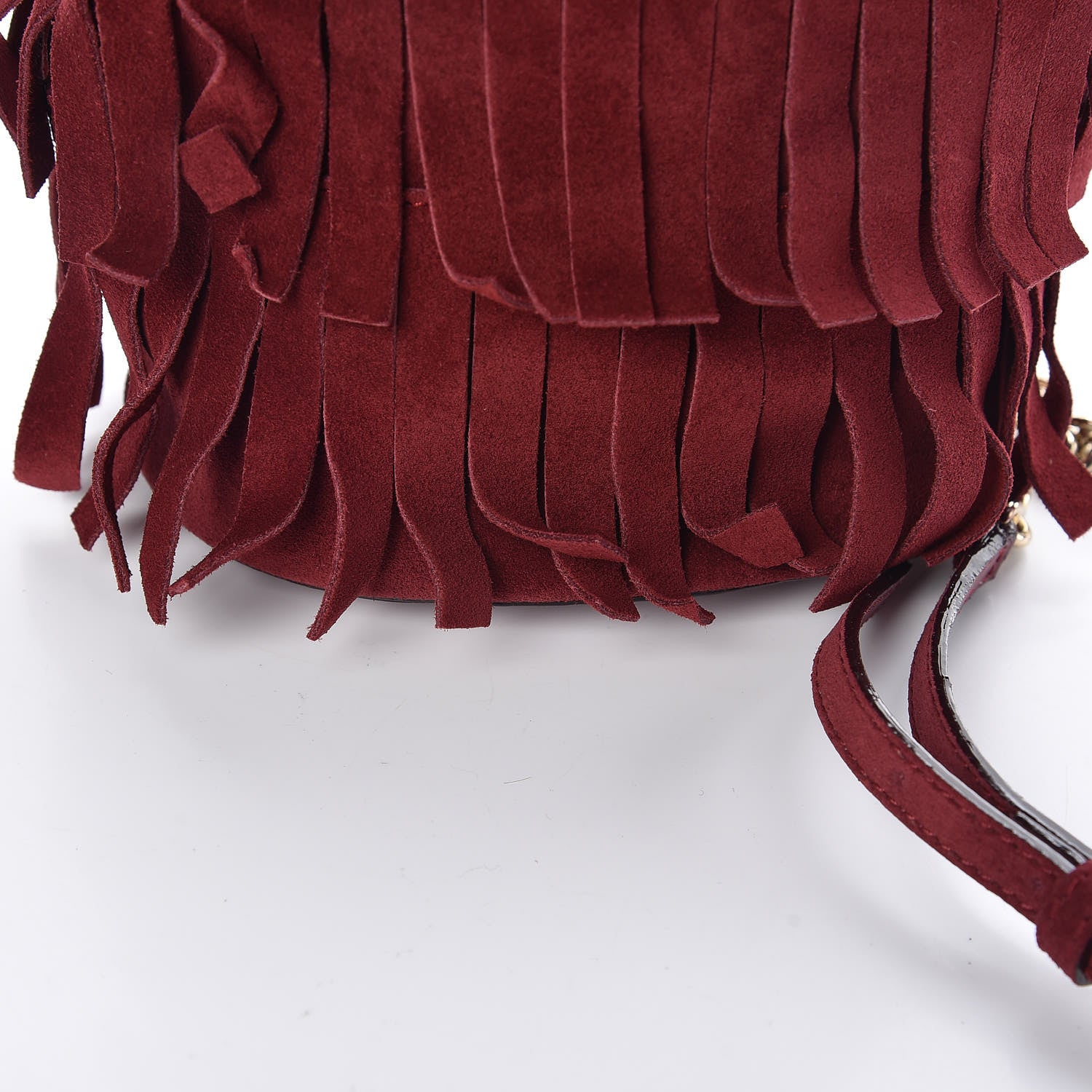 Burberry Suede Fringe Mini Bucket Bag Cherry 12 of 12