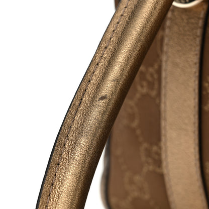 Gucci Satin Monogram Small Abbey Boston Metallic Bronze 14 of 17