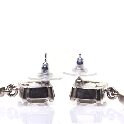 Chanel Crystal CC Tear Drop Earrings Silver 4 of 8