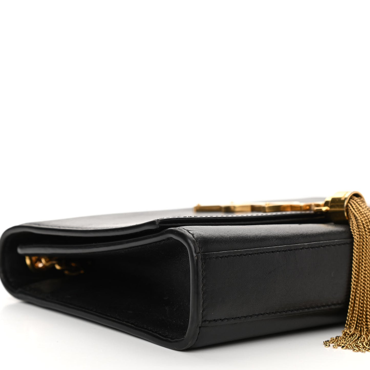 Smooth Calfskin Small Classic Monogram Kate Tassel Satchel Black