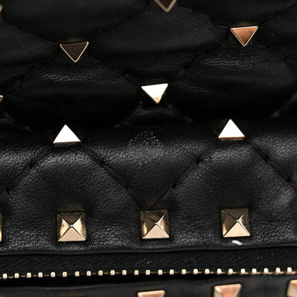 Valentino Garavani Lambskin VLTN Print Quilted Mini Rockstud Spike Backpack Black 10 of 16