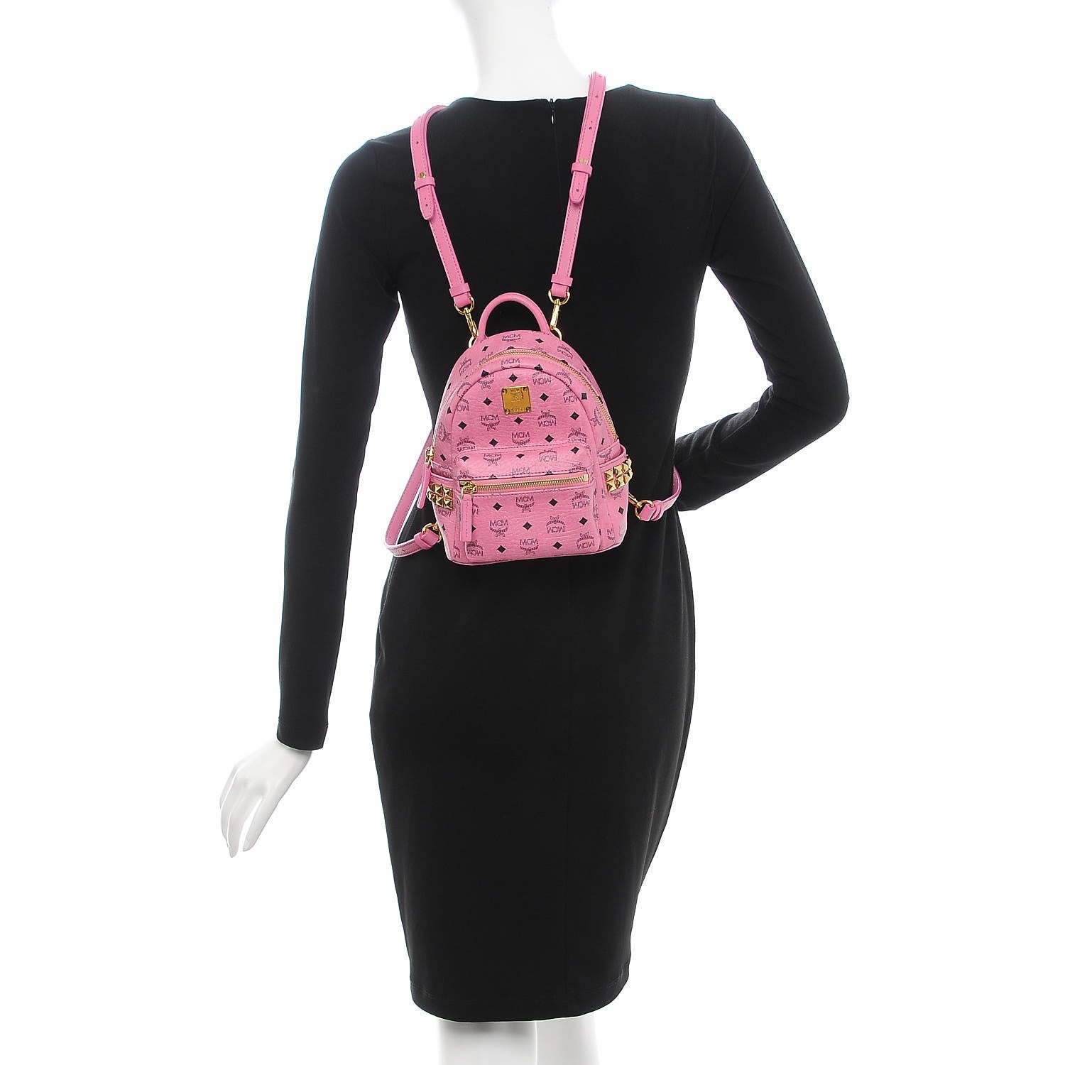 MCM Visetos Side Stud X-Mini Stark Backpack Pink 2 of 13