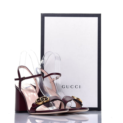 Gucci Lifford Calfskin GG Marmont Ankle Wrap 75mm Sandals 37 Vintage Bordeaux 8 of 8