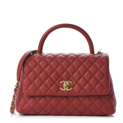 Chanel Caviar Quilted Small Coco Handle Flap Red 1 of 11