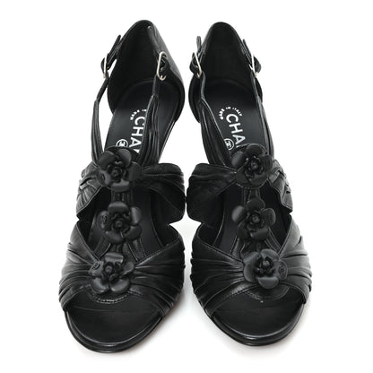 Chanel Calfskin Camellia Sandals 39.5 Black 3 of 10