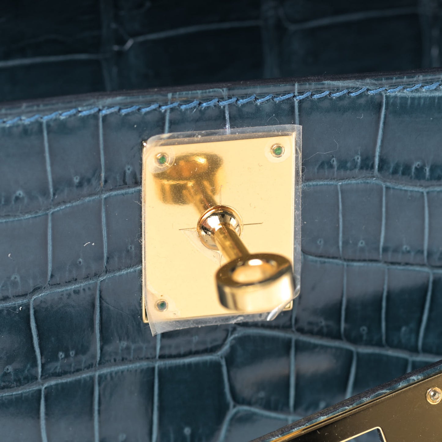 Shiny Porosus Crocodile Kelly Cut Pochette Colvert