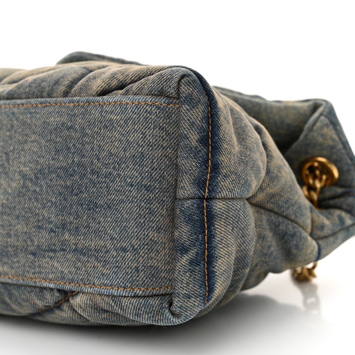 Saint Laurent Denim Quilted Small Loulou Puffer Monogram Chain Satchel Blue Cinnamon 10 of 12