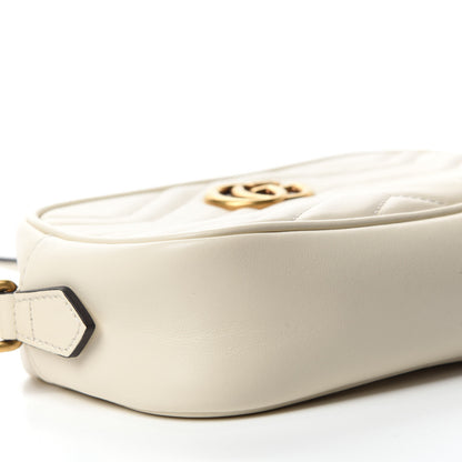 Gucci Calfskin Matelasse Mini GG Marmont Chain Shoulder Bag White 6 of 10