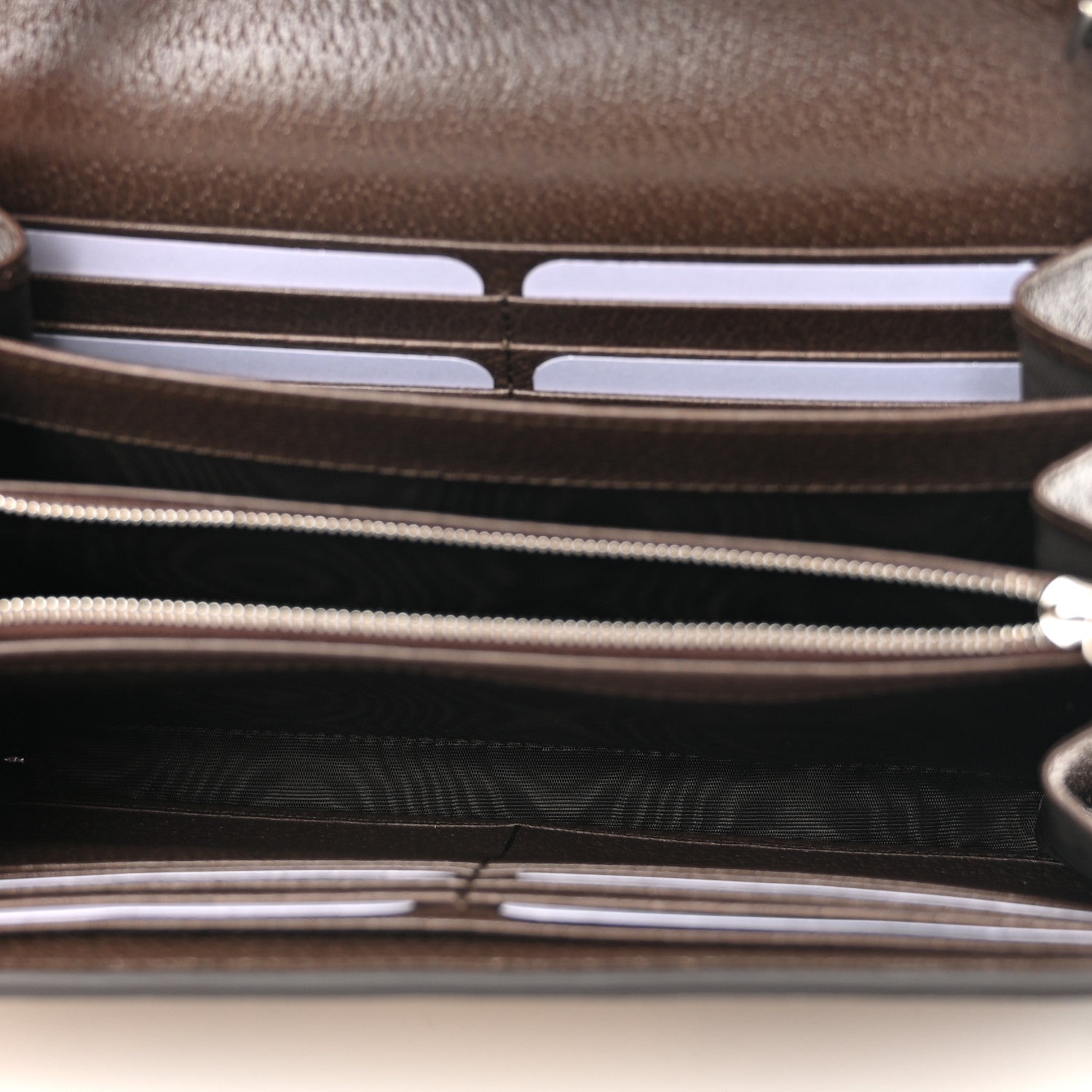 Gucci Monogram Jumbo GG Textured Dollar Calfskin Mini Dionysus Chain Wallet Camel Ebony New Acero 5 of 11