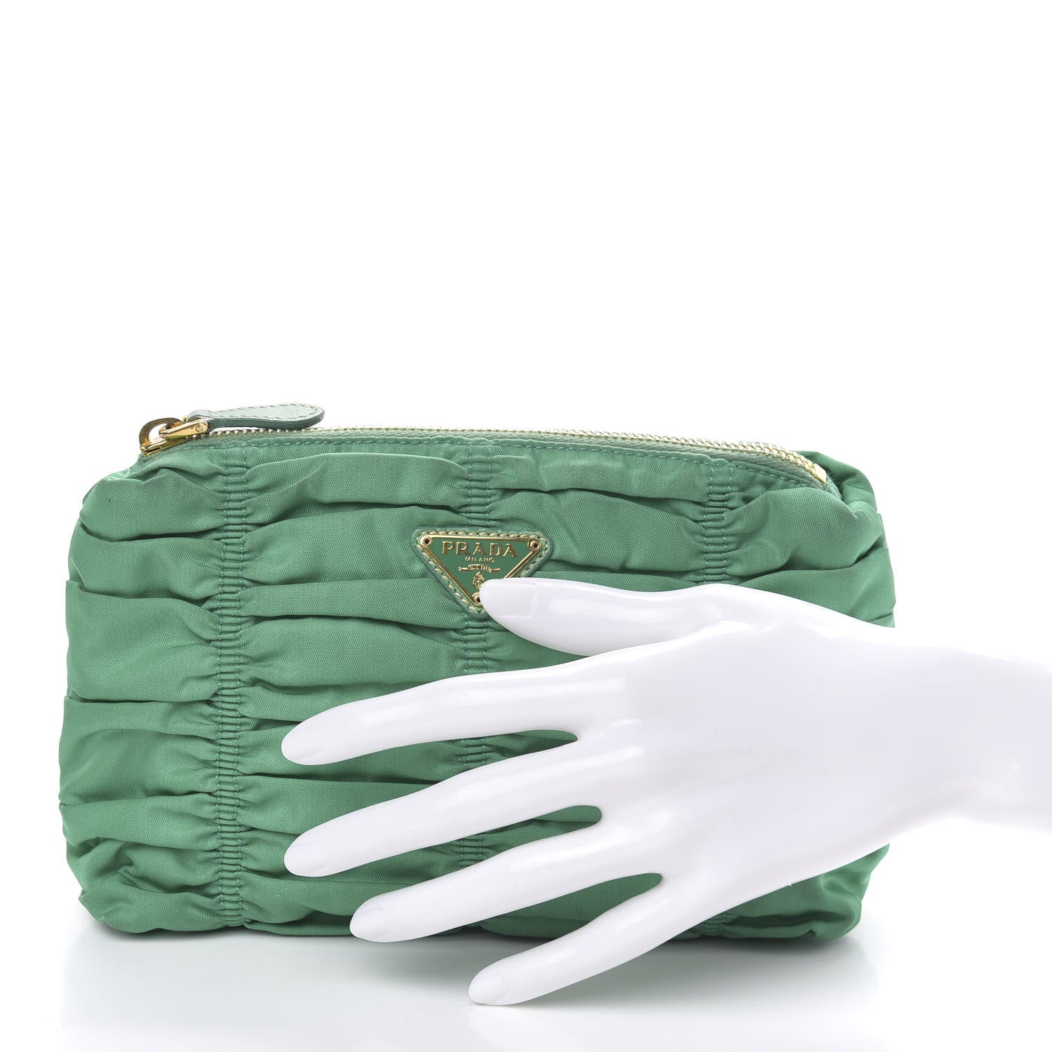 Prada Tessuto Nylon Gaufre Cosmetic Pouch Mint Green 2 of 6