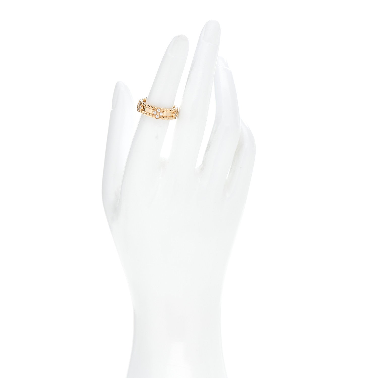 Van Cleef & Arpels 18K Yellow Gold Diamond Sweet Perlee Clovers Ring 51 5.75 2 of 4