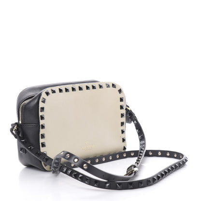 Valentino Garavani Calfskin Rockstud Camera Crossbody Bag Ivory Black 3 of 16