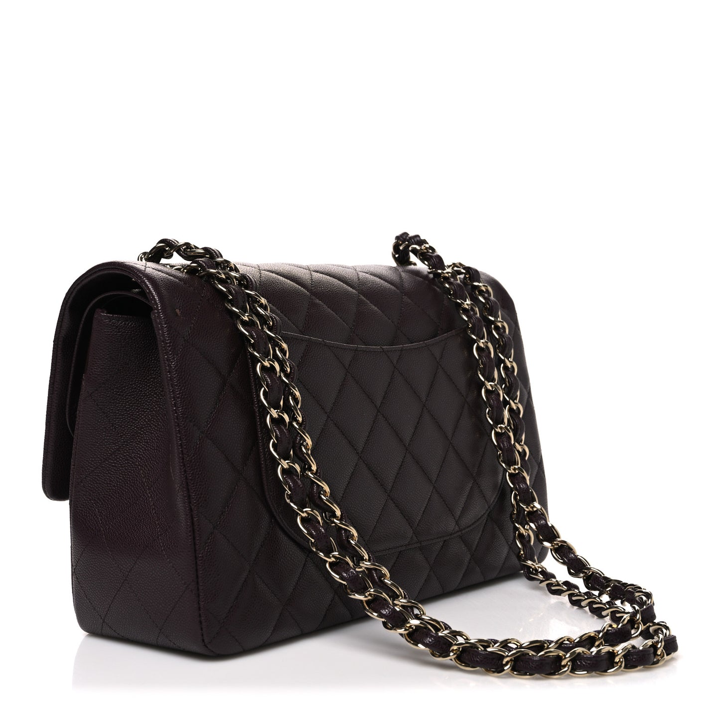 Caviar Quilted Jumbo Double Flap Dark Brown