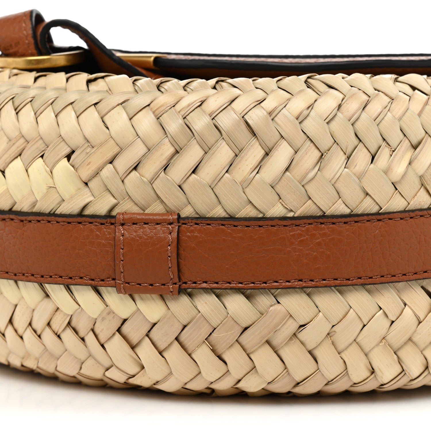 Chloe Raffia Small Grain Calfskin Small Marcie Basket Crossbody Tan 7 of 9