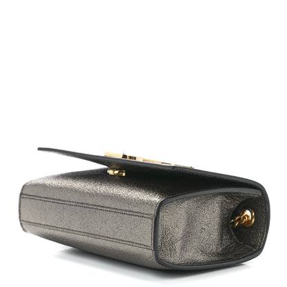 Saint Laurent Metallic Calfskin Small Classic Monogram Kate Satchel Pewter 7 of 9